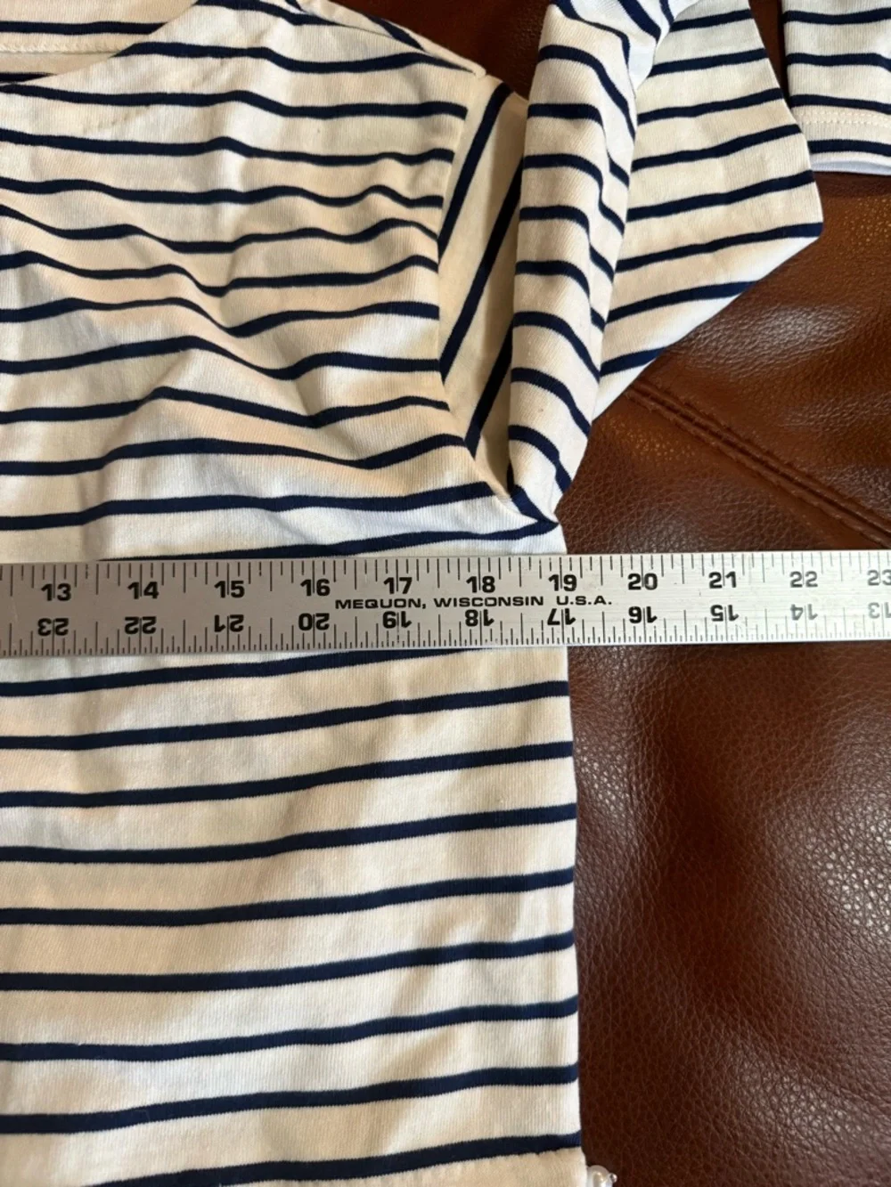 J. Crew Mariner Stripe Cropped Pearl Fringe Boatneck Top XS NWT - Picture 6 of 11